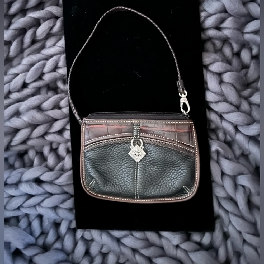 Brighton Vintage Wristlet Black and Brown EUC